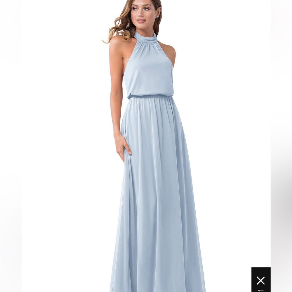 Azazie Landry - Mist A-Line pleated mesh dress
